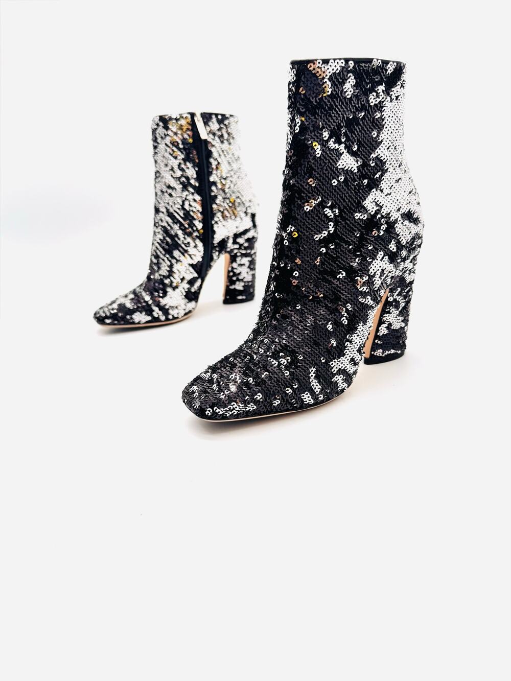 Jimmy Choo Black Silver Sequin Embellished Party Booties EU 35.5